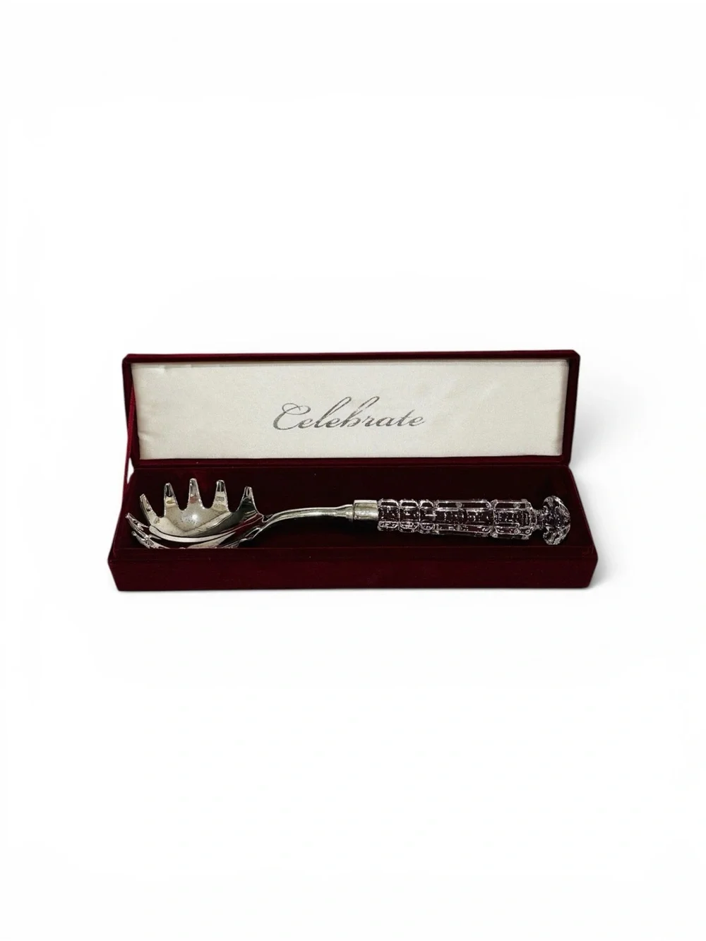 😎3/$20‼️Vintage NIB Crystal Handle Spaghetti Server – Silver Plated